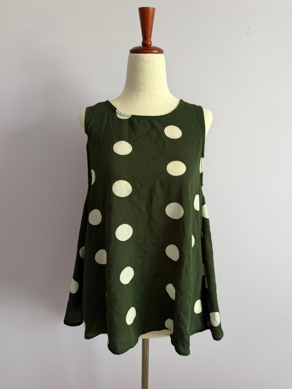 Sweet Rain Olive Green Polka Dot Sleeveless Tunic